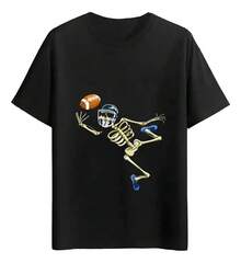 Skeleton T-Shirts With American Football - Black - View 6
