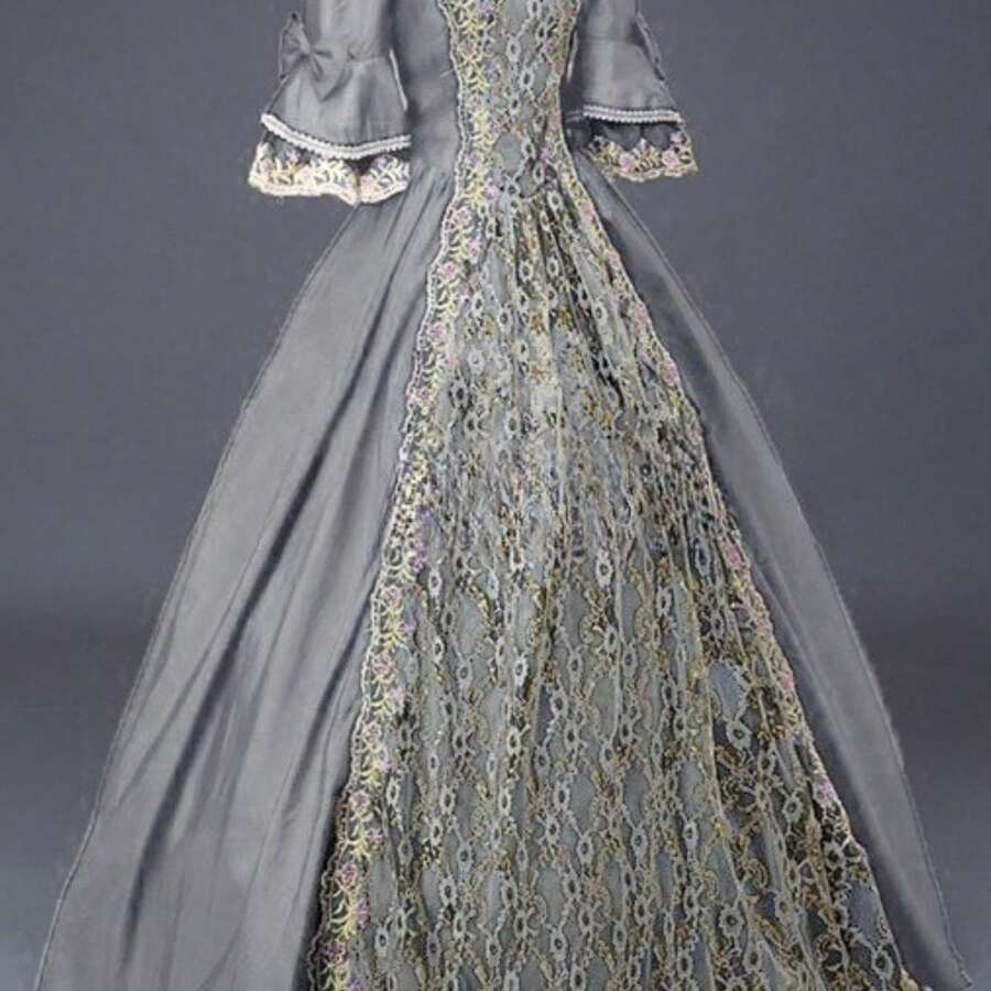 Plus Size - Plus Size - HERATALK Plus-Size Women'S Dress, 15-Color Victorian Style Dress, European And American Retro Court Noble Evening Performance Dress, COS Dress, Ball Dress, Muslim Dress - 灰色 - 查看 1