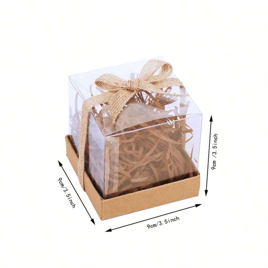 8 piezas de cajas de plástico transparente individuales para cupcakes de 3.5" Contenedores transparentes para un solo cupcake Cajas de regalo transparentes para decoración Cajas de obsequio para fiestas con insertos y cinta para bodas y fiestas - Ver 1