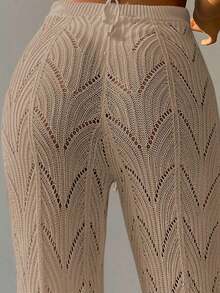 Swim Vcay Mesh Knit Drawstring Waist Cover-Up Pants - Black - View 10