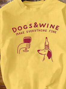 Women's Round Neck T-Shirt, New Fashion 2026, With Cartoon Puppy Print And Wine Red, Versatile For Daily Wear, Casual And Comfortable, Short Sleeve. - 黃色 - 查看 3