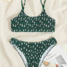 New Women's Swimsuit, Two-Piece Bikini, High-Waisted, Ruched, Sexy Print, Swimsuit In Stock. - 圖片色 - 查看 1