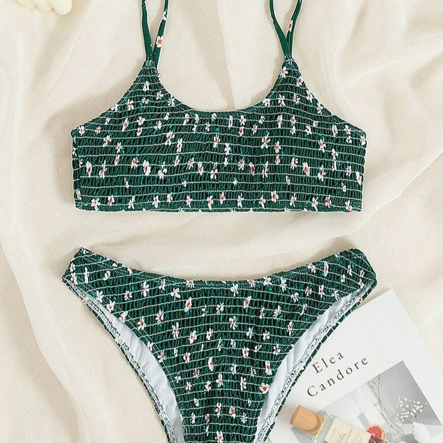 New Women's Swimsuit, Two-Piece Bikini, High-Waisted, Ruched, Sexy Print, Swimsuit In Stock. - 圖片色 - 查看 1
