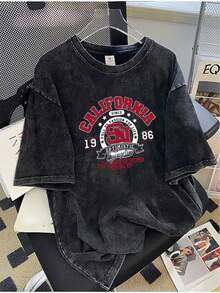 Nuevo modelo 2026,% algodón lavado, estilo casual urbano, adecuado para fiestas o festivales, tela suave y transpirable, diseño de patrón moderno, unisex, ligero y cómodo de llevar, diseño retro de moda. - Negro - Ver 1