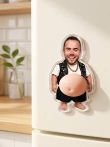 1 pieza Imán de nevera personalizado divertido y lindo con diseño de barriga, imán de foto acrílico irregular personalizado, diseño creativo, decoración de cocina, regalo de anuncio de embarazo, regalo de pareja humorístico, múltiples estilos de barriga recuerdo familiar, tiras de fotos magnéticas - Multicolor - Ver 11