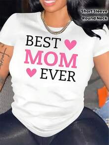 Camiseta Estampada "La Mejor Mamá del Mundo" - Top Casual de Manga Corta y Cuello Redondo de Wo Apparel, Lavable a Máquina, Adecuada para Uso Diario, Regalo para el Día de la Madre, Perfecta para un Atuendo Cómodo de Todos los Días - Blanco - Ver 6