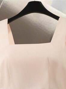 Vestido ajustado sin mangas con estampado floral color albaricoque, elegante - Albaricoque - Ver 4