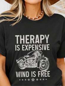 Motorcycle T-Shirt "Life Is A Journey, Enjoy The Ride" Motorcycle T-Shirt For Men And Women Gift Idea Breathable And Comfortable - 黑色 2 - 查看 6