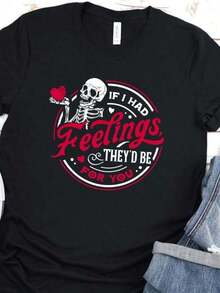 Camiseta Feelings For You_ con Gráfico de Esqueleto Romántico, Unisex para el Día de San Valentín - Blanco - Ver 6