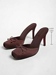 Giày sandal cao gót kiểu Pháp thắt nơ mới mùa xuân sớm dành cho nữ, kiểu dáng ballet, đế đỏ, sandal tuyệt đẹp. - màu nâu - Xem 6