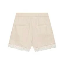 Conjunto elegante de 2 piezas para mujer de verano con blazer corto de manga corta y shorts con ribete de encaje, traje casual de negocios para oficina, salidas, vacaciones y uso diario - Albaricoque - Ver 11