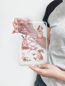 1个Coquette水彩兔子花卉印花透明保护套，含粉色蝴蝶结复古乡村风格全包防震保护套，兼容iPad，适合母亲节、情人节、女友节、生日、春季、返校季礼物、日常使用。 - 無色 - 查看 24