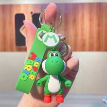 1pc Cartoon Green Dinosaur Keychain, 3D Silicone Character Keychain With Lanyard, Cute Character Backpack Charm Suitable For Backpacks, Keys And Wallets, Durable PVC Material, Perfect For Game Lovers And Daily Use - Multicolor - View 7
