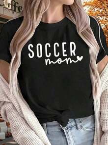 New Fashionable Women's Crew Neck T-Shirt, Modern And Minimalist Style. New Women's Printed Cotton Short Sleeve T-Shirt, Suitable For All Seasons. Perfect For Outdoor Activities, Lounging At Home, Sports, And As A Gift. Women's Beach Set And Summer Top. Versatile, Casual Design, Ready For Summer. - 黑色 - 查看 11