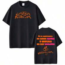 Men's Short Sleeve Cotton Graphic T-Shirt, Urban Style, Merch From The Album "Foreva" By The Singer Karol GS Latina 2025 - 黑色 - 查看 7
