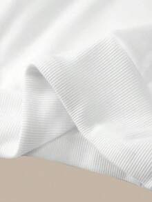 Pantalón de chándal de pierna ancha y cintura baja de unicolor de punto para mujer - Blanco - Ver 9