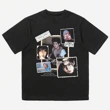 Luhan Print Short-Sleeved T-Shirt, American Style, For Fan Supporters And Students, Poster Style, Modern, Unisex And Versatile. - 黑色 - 查看 1