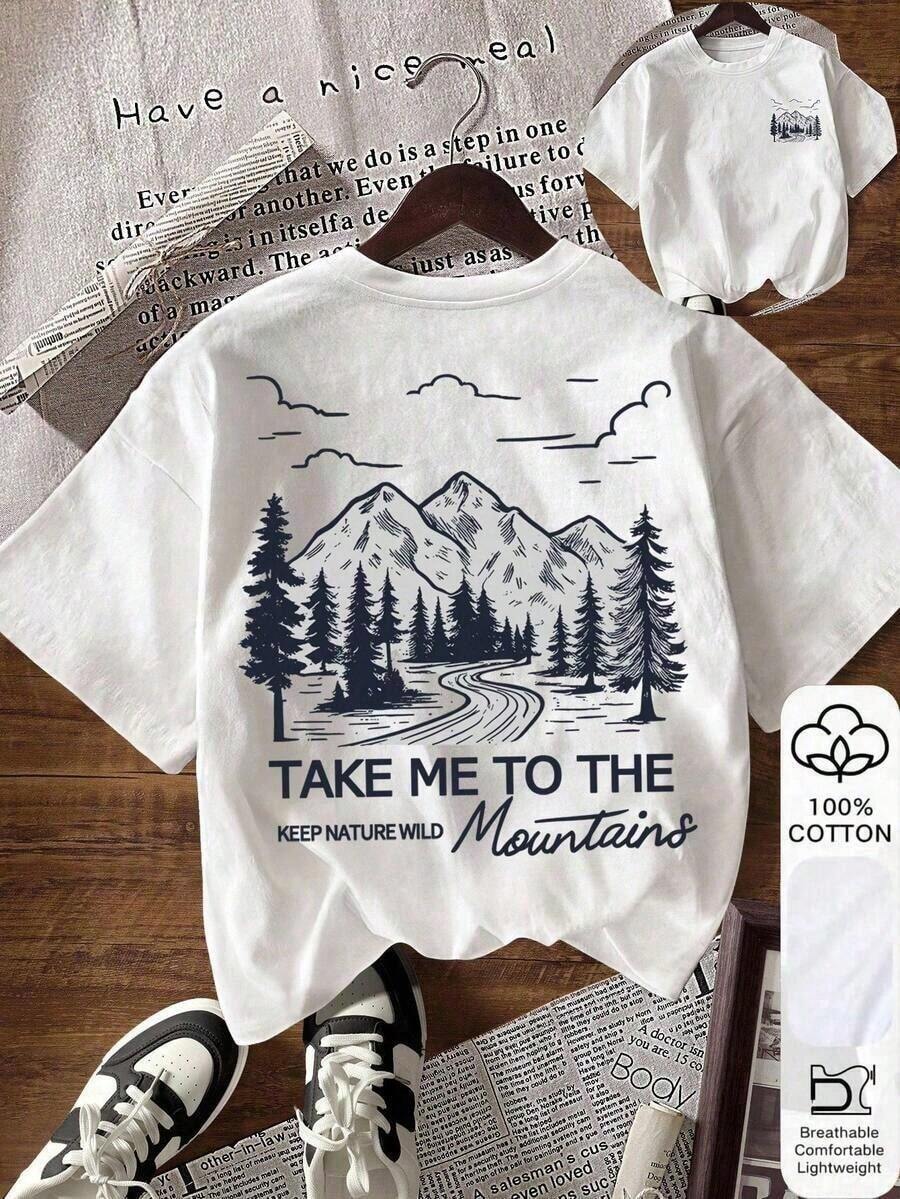 Women's Casual Short-Sleeve Crew Neck T-Shirt With Letter And Graphic Print For Summer, Made Of Pure Cotton. Women's T-Shirts, Women's Blouses, Casual Blouses For Ladies - 白色 2 - 查看 1