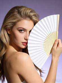 1pc/2pcs/10pcs Wedding Decoration Folding Fan, A Low-Key And Simple Gift, Suitable For Parties, Weddings, Ceremonies, Home Decoration, Or As A Gift For Others, As A Performance Prop; Suitable For DIY, Suitable For Party Themes Or Creating Unique Designs, 2 Pieces Summer Fan Set, Simple Paper Fan Set, Suitable For Holiday Party Gifts, School Handmade Homework Props, Wedding Photography Props, Wedding Souvenirs - Multicolor - View 6