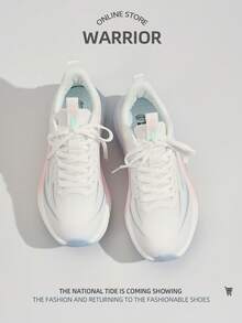 WARRIOR 1双女士系带运动鞋，时尚百搭舒适休闲户外跑步鞋 - 白淺粉黃色 - 查看 3