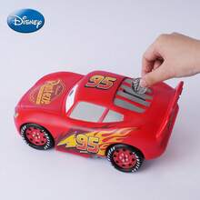 Monogram Disney 迪士尼官方 Cars 3 閃電麥昆存錢筒，可愛卡通賽車錢箱適合兒童，耐用塑料硬幣銀行桌上裝飾，男孩房間裝飾美學，生日聖誕節教育理財禮物 - 紅色 - 查看 9