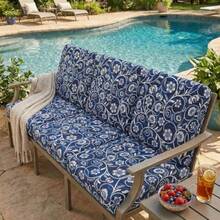 hyha - Fundas de cojín estampadas para sofá fundas de sofá con estampado floral lavables para sofá de 2 cojines fundas de cojín elásticas para exteriores para muebles de patio con parte inferior - Azul marino - Ver 8