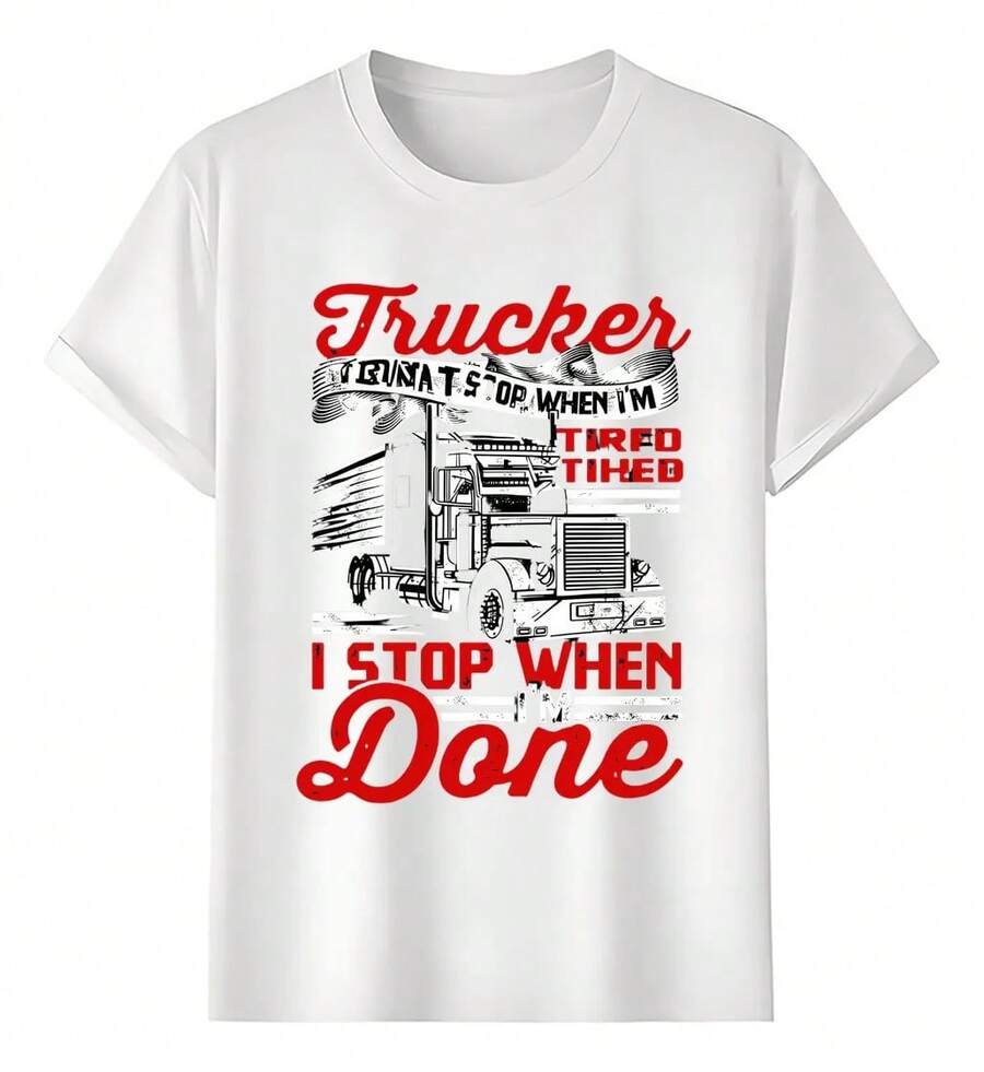 Trucker Tired Done T-Shirts - 白色 - 查看 1