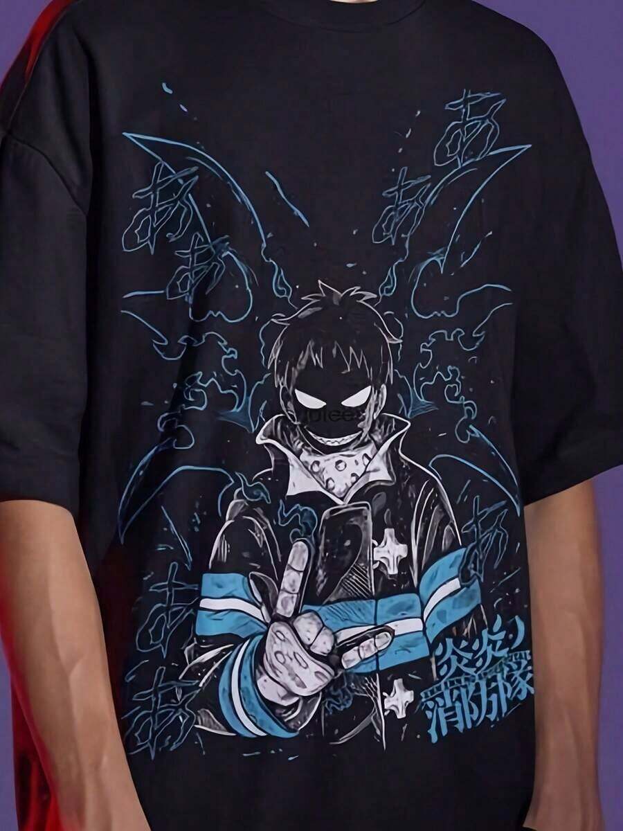 Camiseta de Anime, Manga, Camisetas con Gráficos Japoneses, Camiseta Divertida y Genial para Novias (29)| Diseño exquisito| Suelto y cómodo| Fácil de combinar| - Negro - Ver 1