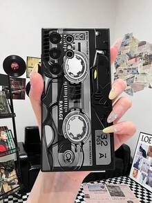 Recorder 1件裝 奢華復古卡帶圖案手機殼，適用於 Android 智慧型手機 S26 Ultra/S25 Ultra/S24 Ultra/S23 Ultra/S22 Ultra、A57/A37/A56/A55/A54/A53、12/13C/Note 13、A16/A17/A3X、Honor 系列，防指紋、防震、防摔 柔軟矽膠保護套【國際版，非國內版】 - 黑色 - 查看 4