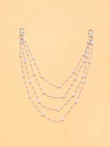 1pc Multi-Layer Pearl Shoulder Chain, European And American Fashion Evening Party Dress, Lingerie Accessory, Vintage Bridal Wedding Accessory Body Chain - Pearl - View 12
