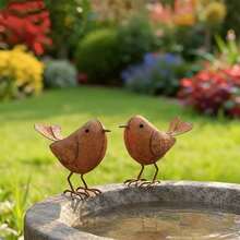 1/2 Stücke Vintage Metall Garten Vogel Statue - Rustikale Outdoor Kleine Vogel Dekoration, Freistehende Vogel-förmige Garten Ornament, Eisen Kunst Outdoor Dekoration geeignet für Blumenbeete, Terrassen und Rasenflächen, Bauernhof Yard Skulptur - Metallvogel - Übersicht 7
