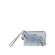 Coach Brand Logo Women's Zipper Clutch Bag CEF82IMNIM - Light Indigo Blue CEF82IMNIM - View 1