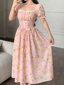 Women Midi Dresses - Rose - View 9
