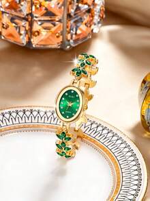 SOKI 1 chiếc đồng hồ nữ, kiểu dáng thời trang tối giản, tinh tế, nhỏ nhắn, sang trọng, hình bầu dục đính đá lấp lánh, đồng hồ thạch anh, thích hợp đeo hàng ngày, quà tặng sinh nhật, ý tưởng quà tặng hoàn hảo. - Nhiều kiểu dáng - Xem 12