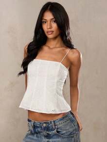 Camiseta corta de lino con mezcla casual de vacaciones, bordada con flores 3D, adecuada para el verano, la playa, las vacaciones en el sur de Francia, Ibiza, Italia - Blanco - Ver 6