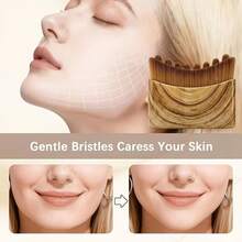 Cepillo de masaje facial linfático apto para todo tipo de piel, puede realizar un cuidado indoloro del edema linfático, con cerdas de forma ovalada para el cepillado manual del cuidado de la piel, diseñado para el cuidado linfático de piel sensible, incluye cepillo facial linfático, cepillo Gua Sha para ojos y cuello, cepillo de maquillaje, cepillo de masaje, herramienta auxiliar de conformación femenina, herramientas de maquillaje, disponible en rosa/negro/estampado de leopardo/grano de madera - Multicolor - Ver 3