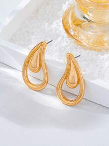1 Pair Asymmetrical Geometric Water Drop Earrings - Yellow Gold - View 4