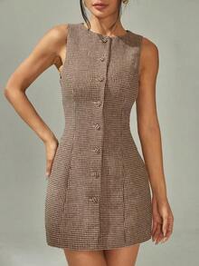 PETITE Vestido de mujer sin mangas de mini longitud, de moda para el verano - Burdeos - Ver 10