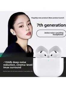 New Air4 Air5 Air7  Wireless In - Ear Earbuds With Ultra - Long Battery Life & High - Fidelity Sound 8 In 1 Wireless Earbuds ANC Active Noise Cancelling(-36db)In-Ear Earphones With Charging 33H Playtime 360 Hi-Fi Stereo Waterproof Headphones Android Phone/ AlRP0DS Pro IOS Laptops 1:1 Clone - trắng - Xem 7