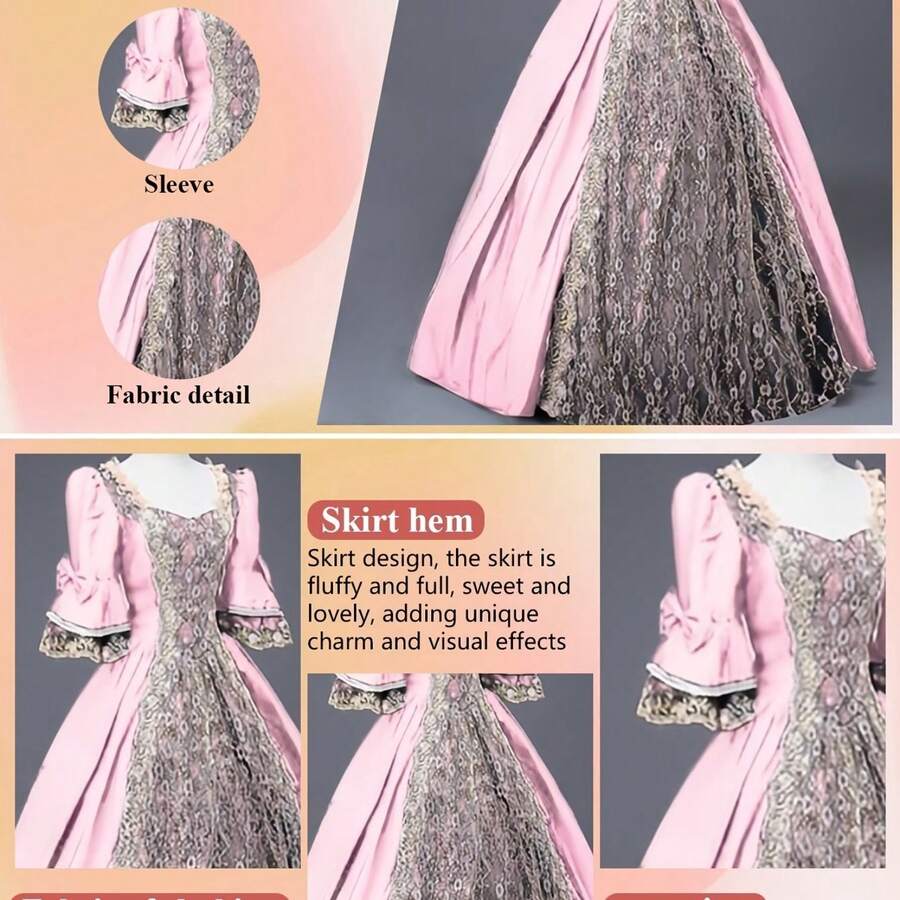 Plus Size - Plus Size - HERATALK Plus-Size Women'S Dress, 15-Color Victorian Style Dress, European And American Retro Court Noble Evening Performance Dress, COS Dress, Ball Dress, Muslim Dress - 粉色 - 查看 1