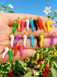 [Cantidad] Piezas Colorido y vívido colgante de chile rojo 3D, adecuado para hacer pendientes, collares, pulseras y llaveros - Accesorios para joyería con estilo picante, encantos para la fabricación de joyas - chile - Ver 4