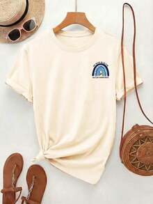 Camiseta Casual de Verano para Mujer [Doble Cara]ImprimirMujeresPrimavera/VeranoInformalEstiloConARedondoEscoteYCortoMangas,Con características destacadasAArcoírisArcoPatrón,ACentralRompecabezasPiezaYElTexto"USTEDESROPAAZULPARAAUTISMOCONSCIENCIAEncendidoElSuperiorYParte inferior,AdecuadoParaTodosEstaciones del año,100%Algodón - Albaricoque - Ver 3