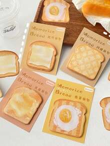 30pcs/Set Memo Pad Cute Cartoon Simulation Toast Bread Students Tearable Paper Sticky Note Pad Lovely Stationery Supplies Kawai - Multicolor - View 2