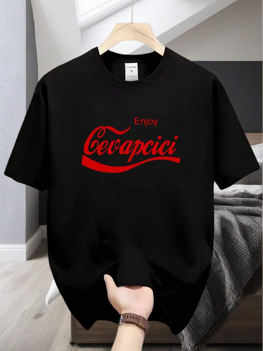 Camiseta unisex de manga corta, TransfronterizaHombresSecado RápidoTranspirableCortoMangaCamiseta-DisfrutaCevapciciEstilo ColaMemeImprimir,BalcanesComidaCulturaTemaSuperior,MúltipleColoresJugadores disponibleshombre, , , Dazymujer,romwehombres, bohochic,maestrasregalos,camisetaparaconjuntos de mujercon curvasparamu,y2k, - Negro - Ver 1