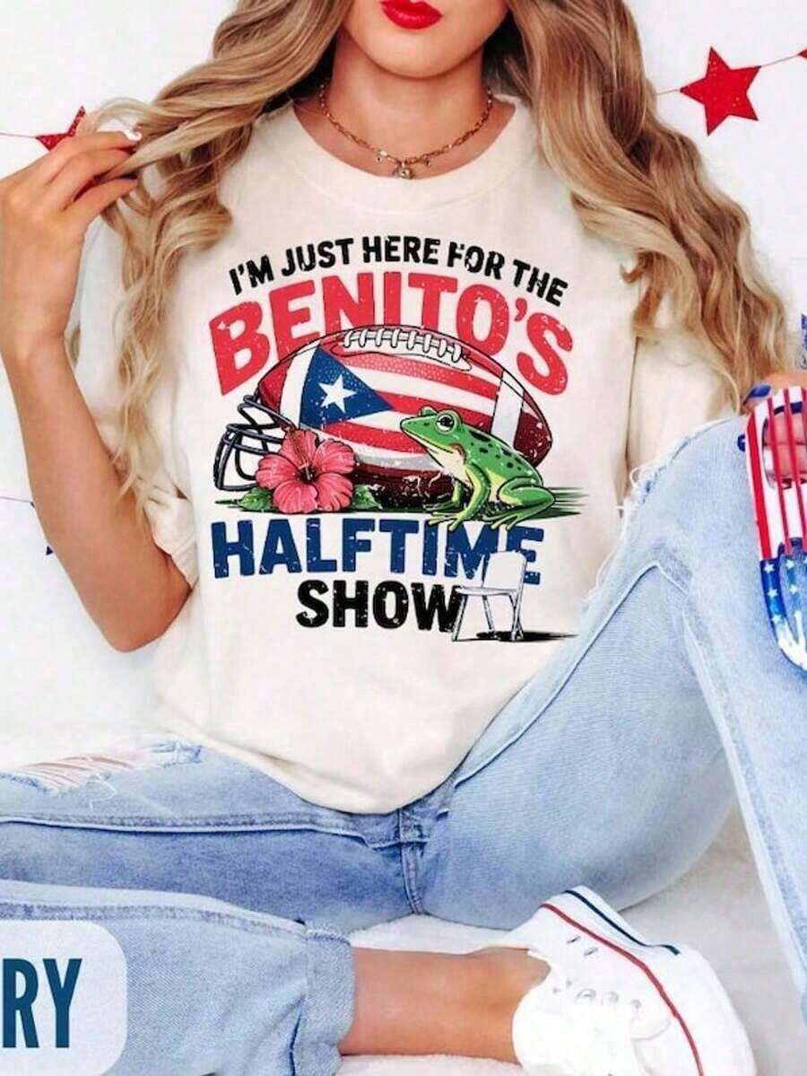 It's Right Here: Benito Bowl Puerto Rico Retro Tee Bowl Y-Vintage Unisex Urban Style Loose Cotton Short Sleeve Round Neck Blouses For Women. Casual Blouses For Ladies. - 白色 4 - 查看 1