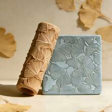 1pc Ginkgo Leaf Texture Roller, Manual Clay Rolling Tool, Embossed Texture Roller Texture, Suitable For Pottery, Manufacturing, DIY Crafts - Durable Hand Forming Mold, Suitable For High Detail 3D Rollers Of Polymer Clay, Ceramics, And Pottery Crafts - Apricot - View 1