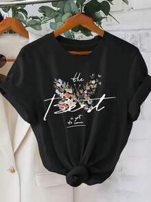 Limited Time Offer, Limited Quantities, Flash ! Women's Casual Shirts, Women's Polyester T-Shirts, Elegant Shirts. Women's Short-Sleeved Casual T-Shirt - Spring And Summer - 黑色 - 查看 8