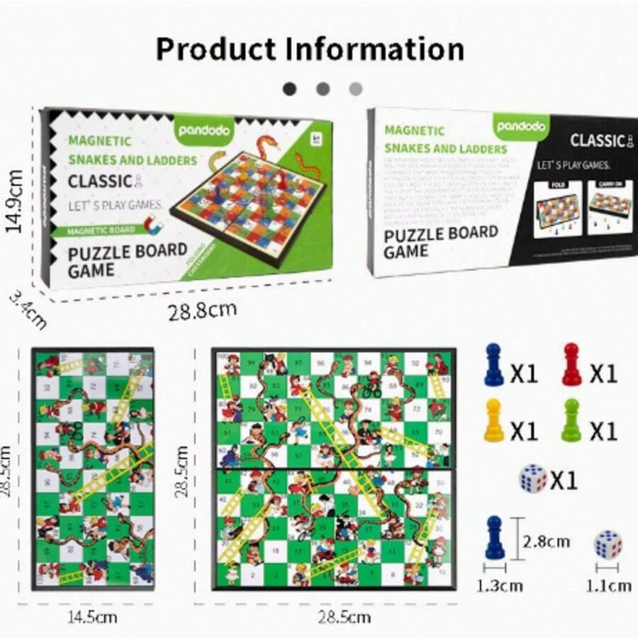 1pc Snakes And Ladders Foldable Chessboard Game, Educational Puzzle Strategy Toy - Multicolor - View 1
