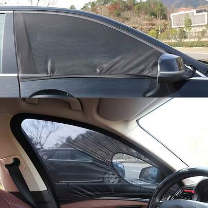Bộ 4 rèm lưới co giãn cho xe hơi, rèm lưới thoáng khí chắn nắng và tia UV, bảo vệ nội thất khỏi côn trùng và bụi bẩn, phù hợp với hầu hết các dòng xe.