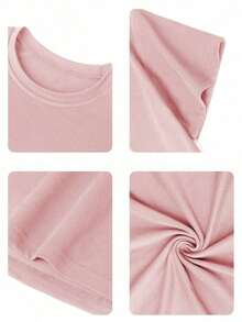 New Casual And Cute Women's T-Shirt, Loose Fit, Round Neck, Short Sleeves. Short-Sleeved T-Shirt With A Round Neck And A Tokyo Island Sunset Wave Print. High-End Urban Wear, Vacation Style, Loose And Comfortable, Versatile Short-Sleeved T-Shirt For Summer - 糖果粉紅色 - 查看 5